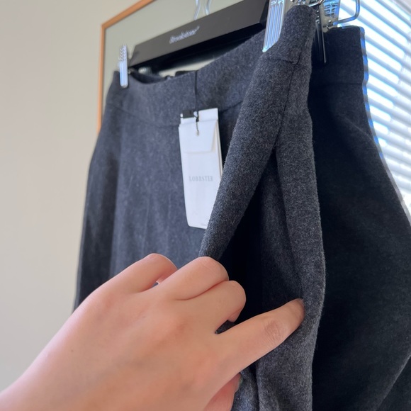 NWT🔖Lobbster Vietnamese Designer Brand Grey Draped Midi Skirt Wool A-line - Picture 12 of 12